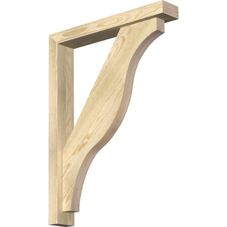 Ekena Millwork Funston Block Rough Sawn Bracket w/ Offset Brace, Douglas Fir, 4"W x 24"D x 32"H BKT0402X24X32FST05RDF
